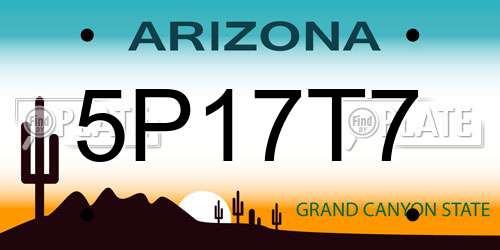 5P17T7 Arizona License Plate