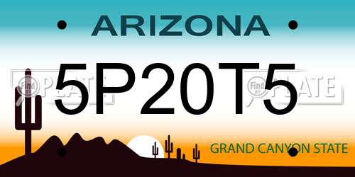 5P20T5 Arizona License Plate