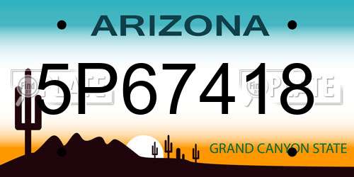 5P67418 Arizona License Plate