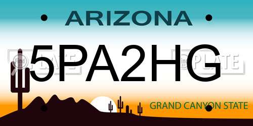 5PA2HG Arizona License Plate