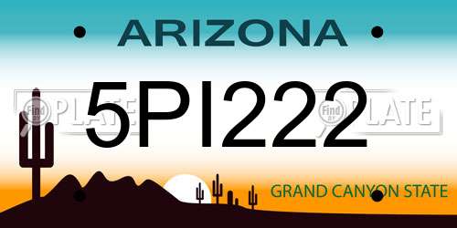 5PI222 Arizona License Plate