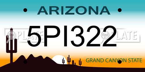 5PI322 Arizona License Plate