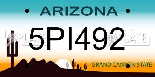 5PI492 Arizona License Plate
