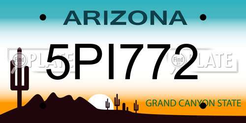 5PI772 Arizona License Plate