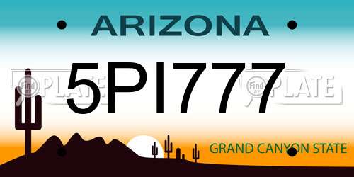 5PI777 Arizona License Plate