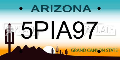 5PIA97 Arizona License Plate