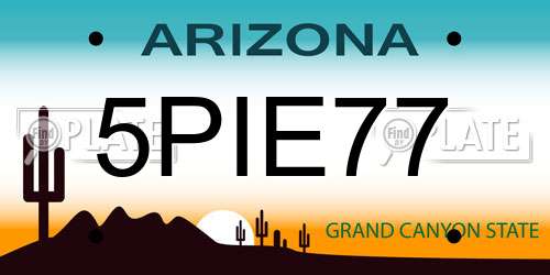 5PIE77 Arizona License Plate