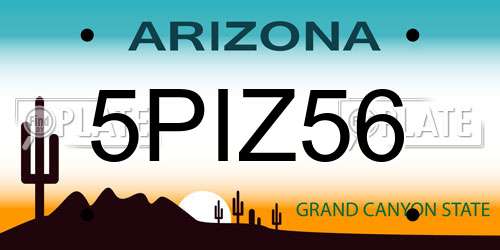 5PIZ56 Arizona License Plate