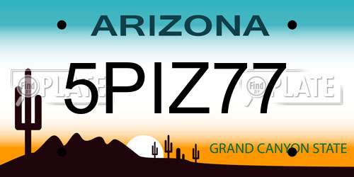 5PIZ77 Arizona License Plate