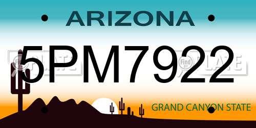 5PM7922 Arizona License Plate