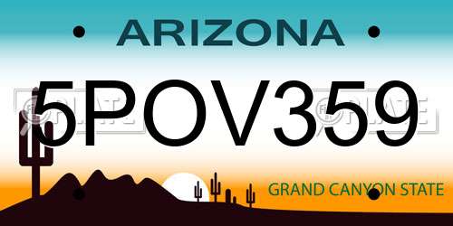 5POV359 Arizona License Plate