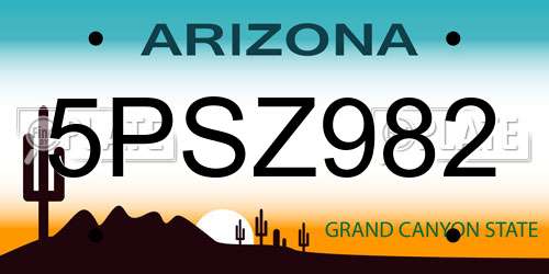 5PSZ982 Arizona License Plate