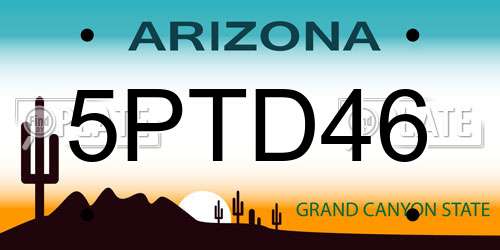 5PTD46 Arizona License Plate