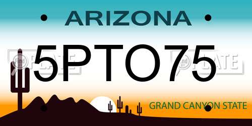 5PTO75 Arizona License Plate