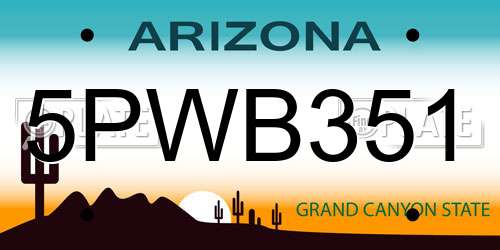 5PWB351 Arizona License Plate