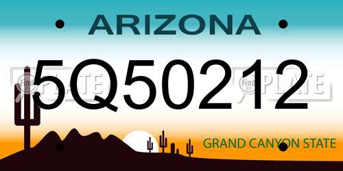 5Q50212 Arizona License Plate