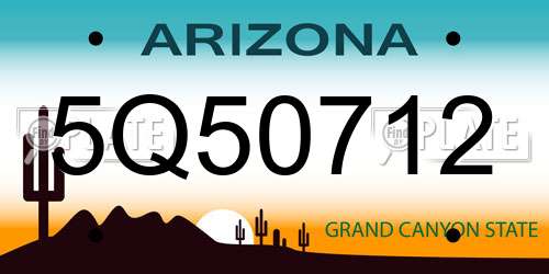 5Q50712 Arizona License Plate