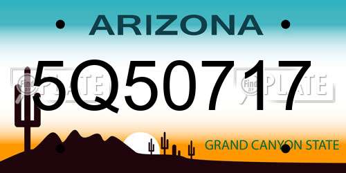 5Q50717 Arizona License Plate