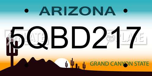 5QBD217 Arizona License Plate