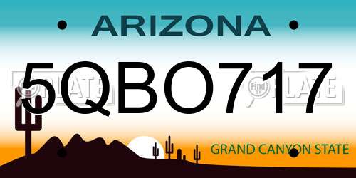 5QBO717 Arizona License Plate