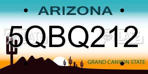 5QBQ212 Arizona License Plate