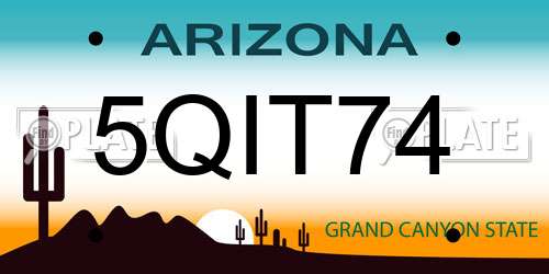 5QIT74 Arizona License Plate