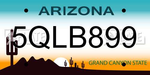 5QLB899 Arizona License Plate