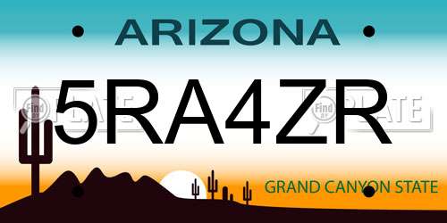 5RA4ZR Arizona License Plate