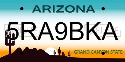 5RA9BKA Arizona License Plate