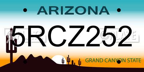 5RCZ252 Arizona License Plate