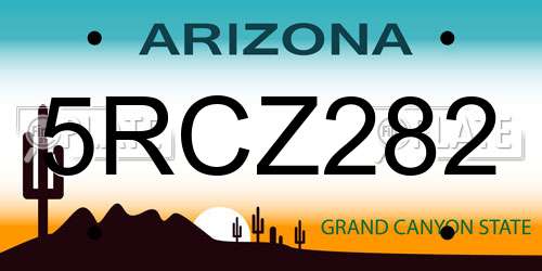 5RCZ282 Arizona License Plate