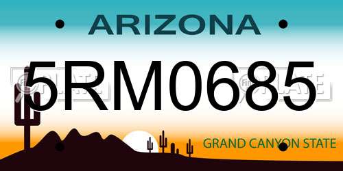 5RM0685 Arizona License Plate