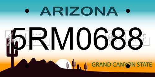 5RM0688 Arizona License Plate