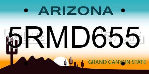 5RMD655 Arizona License Plate