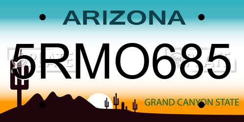 5RMO685 Arizona License Plate