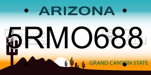 5RMO688 Arizona License Plate