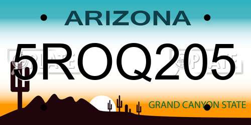 5ROQ205 Arizona License Plate