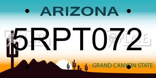 5RPT072 Arizona License Plate