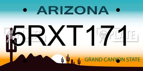 5RXT171 Arizona License Plate