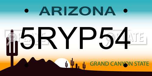 5RYP54 Arizona License Plate