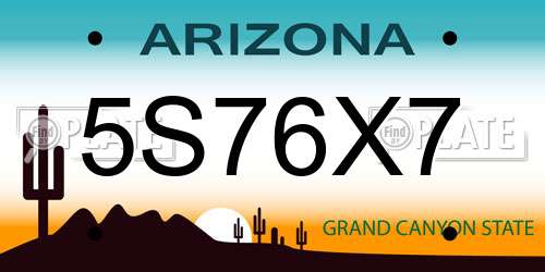 5S76X7 Arizona License Plate