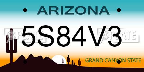 5S84V3 Arizona License Plate