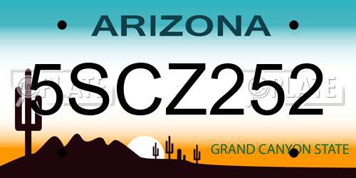 5SCZ252 Arizona License Plate
