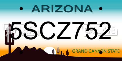 5SCZ752 Arizona License Plate