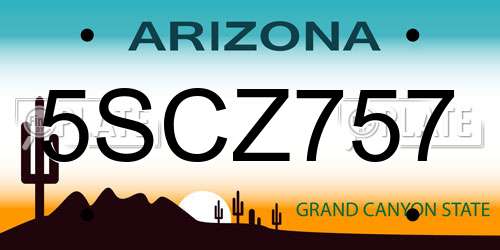 5SCZ757 Arizona License Plate