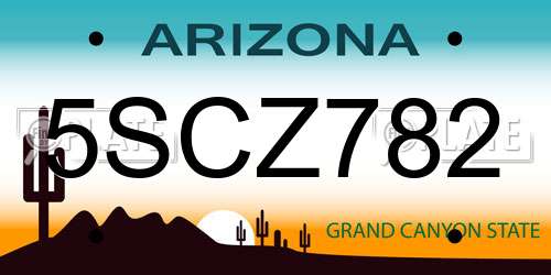 5SCZ782 Arizona License Plate