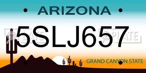 5SLJ657 Arizona License Plate