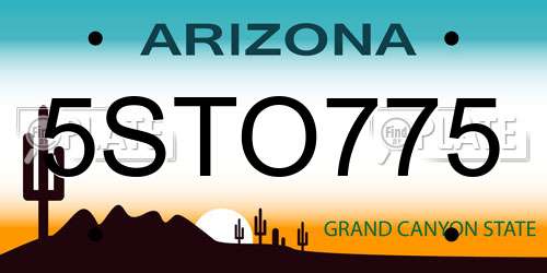 5STO775 Arizona License Plate