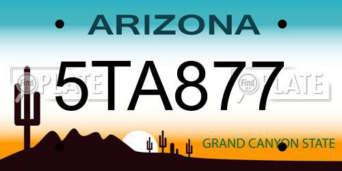 5TA877 Arizona License Plate