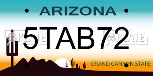 5TAB72 Arizona License Plate